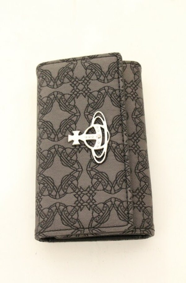 画像2: ヴィヴィアンウエストウッド 中古 / RE-JACQUARD ORBORAMA（リ・ジャカード オーボラマ）キーケース  ブラック（グレー系）  O-26-06-21-058-gd-YM-OS (2)
