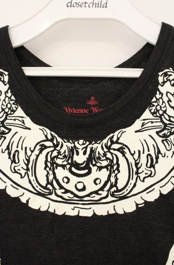 画像3: ヴィヴィアンウエストウッド 中古 / サティアフレームTシャツ 3 ダークグレー  O-26-06-21-007-ts-YM-OS (3)