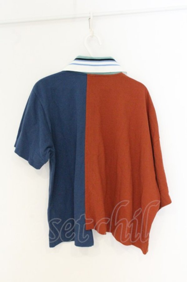 画像4: ヴィヴィアンウエストウッド 中古 / リメイクPOLOトップ オーブスター刺繍 00 ネイビーｘレンガ  O-26-07-05-016-to-YM-OS (4)