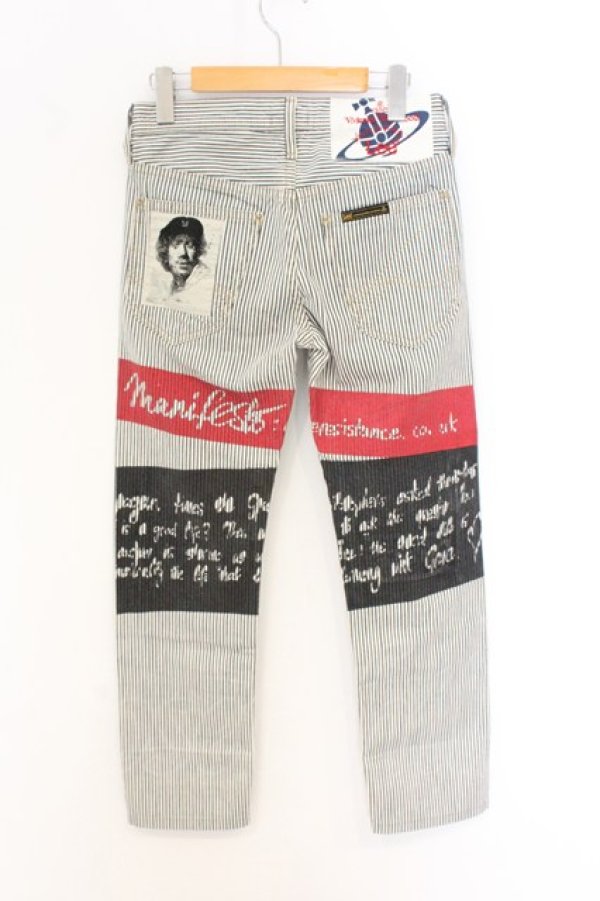 画像6: ヴィヴィアンウエストウッド Anglomania and Lee 中古 / AUTHENTIC JEAN（オーセンティック）デニムパンツ W24 ホワイトｘマルチ  O-26-07-05-027-pa-YM-OS (6)