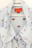 画像2: ヴィヴィアンウエストウッド 中古 / オーブ総柄タイフロントシャツ 3 サックスＸワイン  O-26-07-05-004-bl-YM-OS (2)
