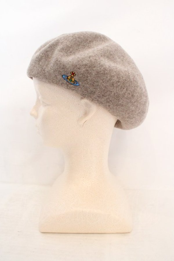 画像2: ヴィヴィアンウエストウッド 中古 / ワンポイントORBベレー帽 S/M グレージュ  O-26-07-05-030-ha-YM-OS (2)