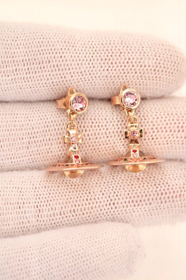 画像2: ヴィヴィアンウエストウッド 中古 / new petite orb piece　ピアス（ニュープチオーブピアス）  ピンク  O-26-07-05-035-er-YM-OS (2)