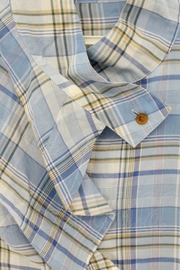 画像2: ヴィヴィアンウエストウッド 中古 / TARTAN DRUNKUN シャツ  サックス  O-26-07-05-005-bl-YM-OS (2)