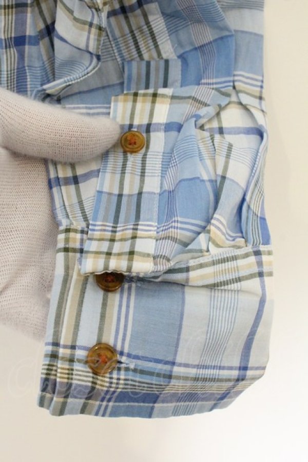画像6: ヴィヴィアンウエストウッド 中古 / TARTAN DRUNKUN シャツ  サックス  O-26-07-05-005-bl-YM-OS (6)
