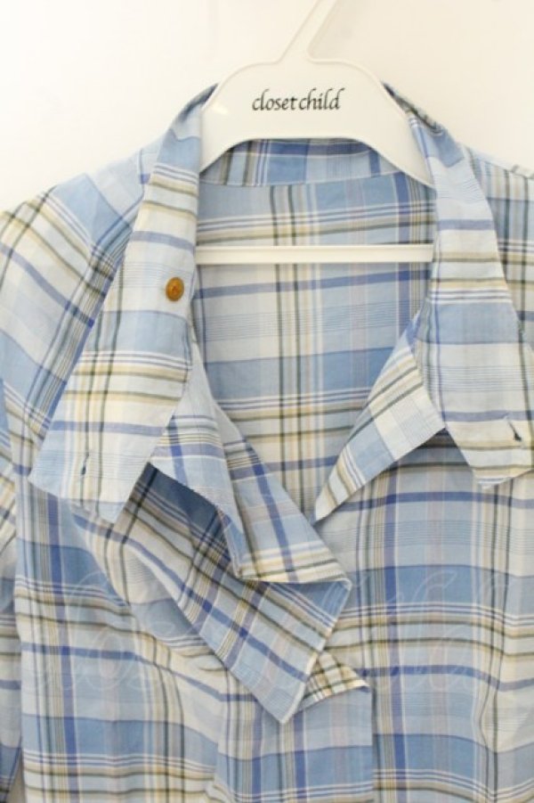 画像7: ヴィヴィアンウエストウッド 中古 / TARTAN DRUNKUN シャツ  サックス  O-26-07-05-005-bl-YM-OS (7)
