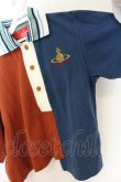 画像3: ヴィヴィアンウエストウッド 中古 / リメイクPOLOトップ オーブスター刺繍 00 ネイビーｘレンガ  O-26-07-05-016-to-YM-OS (3)