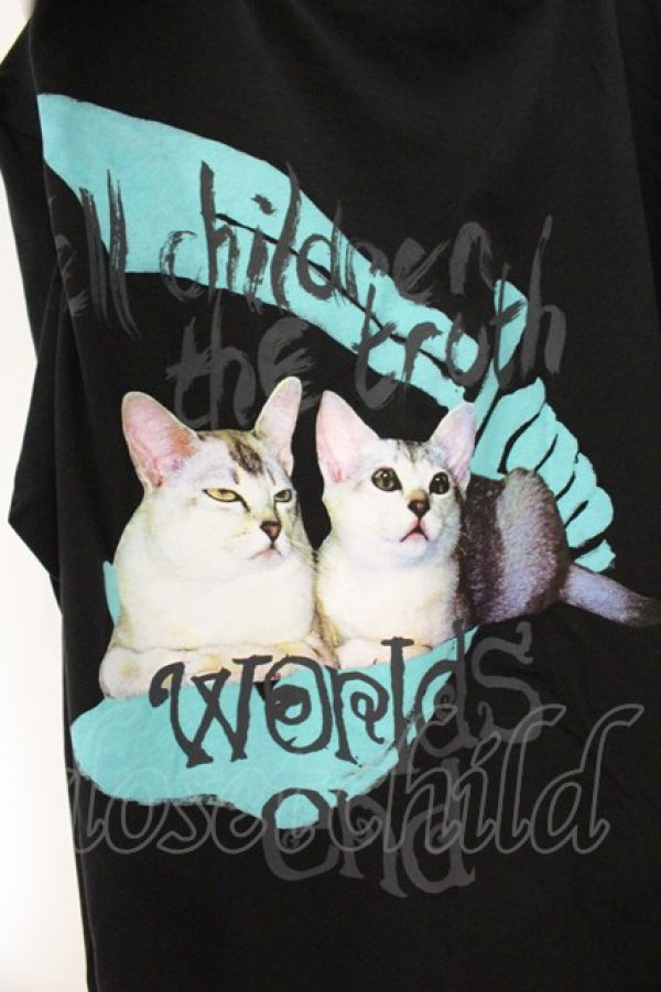 画像2: ヴィヴィアンウエストウッド 中古 / CAT BOSSCHAERT スクエアTシャツ S ブラックｘマルチ  O-26-07-12-047-to-YM-OS (2)