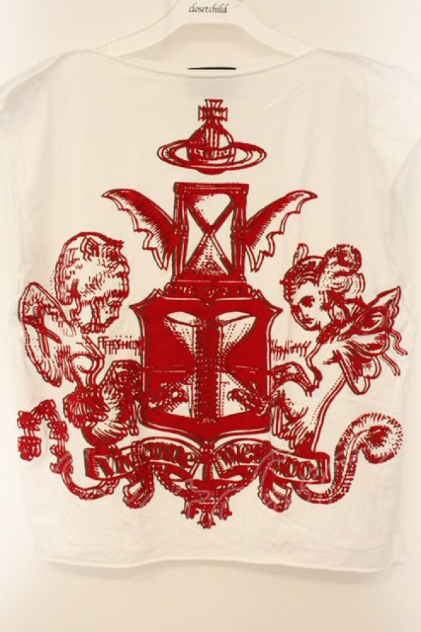 画像2: ヴィヴィアンウエストウッド 中古 / FASHION　VANITY スクエアTシャツ OS ホワイトｘレッド  O-26-07-12-051-ts-YM-OS (2)