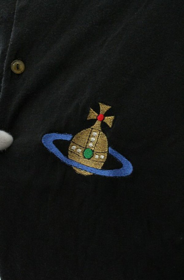 画像2: 【Vintage放出】ヴィヴィアンウエストウッド 中古 / ビッグオーブ刺繍カーディガン  ブラック  O-26-07-25-1014-to-YM-OS (2)