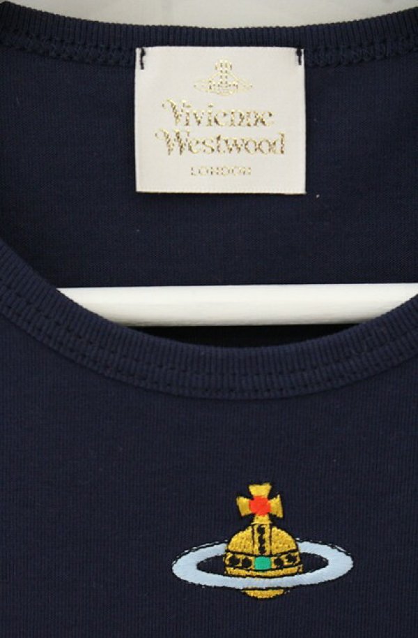 画像2: 【Vintage放出】ヴィヴィアンウエストウッド 中古 / カラーオーブ刺繍Tシャツ S ネイビー  O-26-07-25-1002-ts-YM-OS (2)