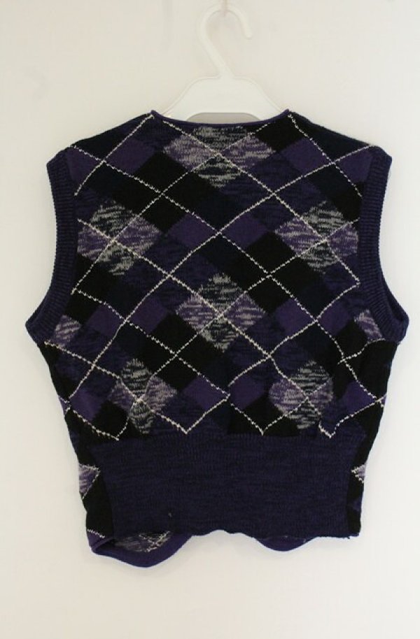 画像4: 【Vintage放出】ヴィヴィアンウエストウッド 中古 / オーブ刺繍アーガイルベスト 42 パープル  O-26-07-25-1017-to-YM-OS (4)
