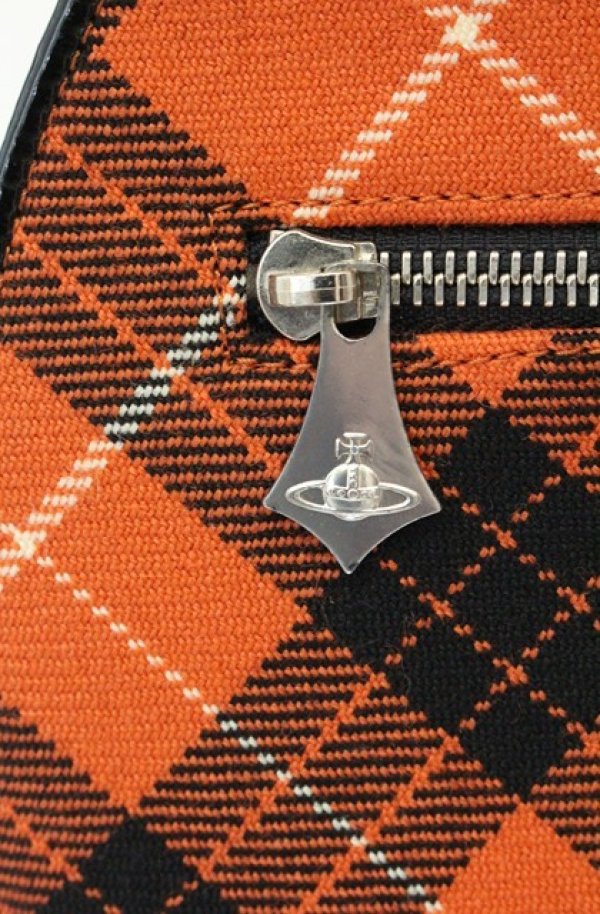 画像5: 【Vintage放出】ヴィヴィアンウエストウッド 中古 / ラウンドタータンハンドバッグ  オレンジｘブラック  O-26-07-25-1039-ba-YM-OS (5)