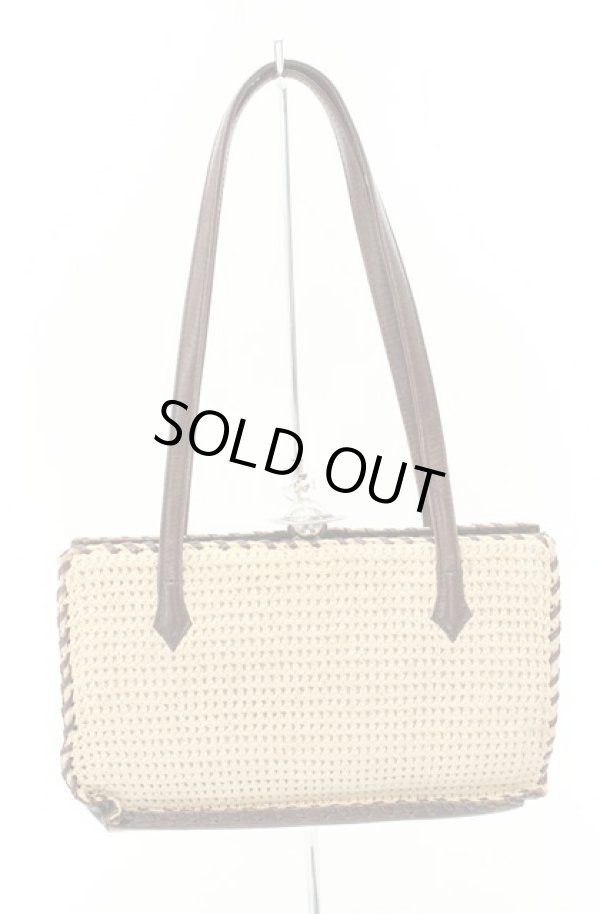 画像2: ヴィヴィアンウエストウッド 中古 / ORBガマ口ハンドストローBAG  ナチュラルｘブラウン  O-26-07-25-1041-ba-YM-ZH (2)