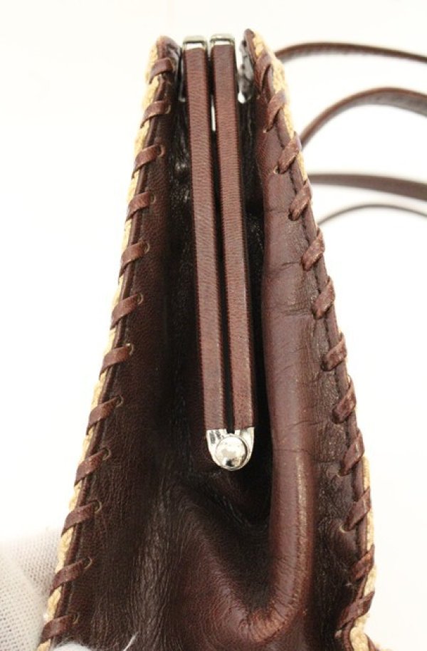 画像6: 【Vintage放出】ヴィヴィアンウエストウッド 中古 / ORBガマ口ハンドストローBAG  ナチュラルｘブラウン  O-26-07-25-1041-ba-YM-OS (6)