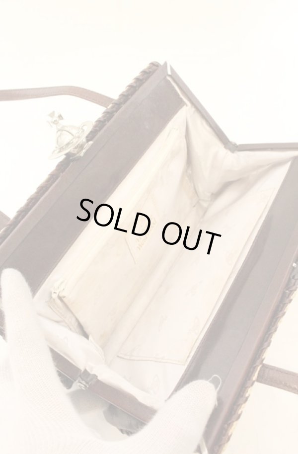 画像8: ヴィヴィアンウエストウッド 中古 / ORBガマ口ハンドストローBAG  ナチュラルｘブラウン  O-26-07-25-1041-ba-YM-ZH (8)