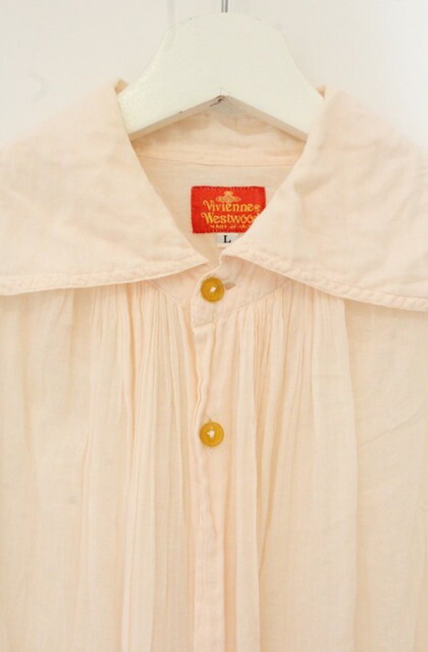 画像2: 【Vintage放出】ヴィヴィアンウエストウッド 中古 / コットンワイドブラウス L ピンク  O-26-07-25-1009-bl-YM-OS (2)
