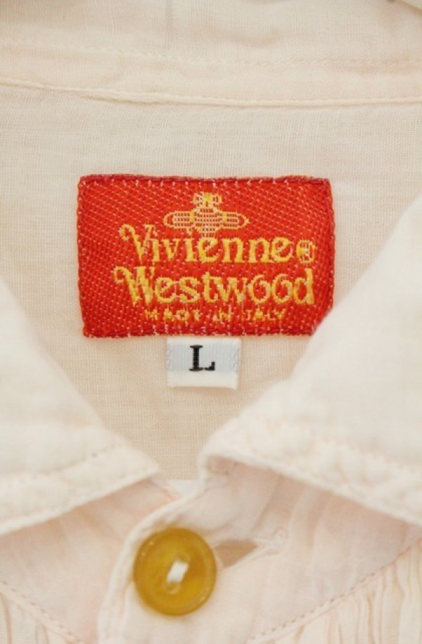 画像6: 【Vintage放出】ヴィヴィアンウエストウッド 中古 / コットンワイドブラウス L ピンク  O-26-07-25-1009-bl-YM-OS (6)