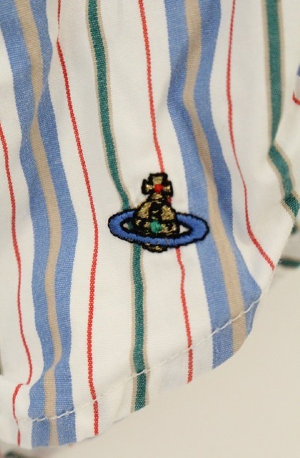 画像4: 【Vintage放出】ヴィヴィアンウエストウッド 中古 / ストライプブラウス 12 ブルーｘホワイト  O-26-07-25-1011-bl-YM-OS (4)