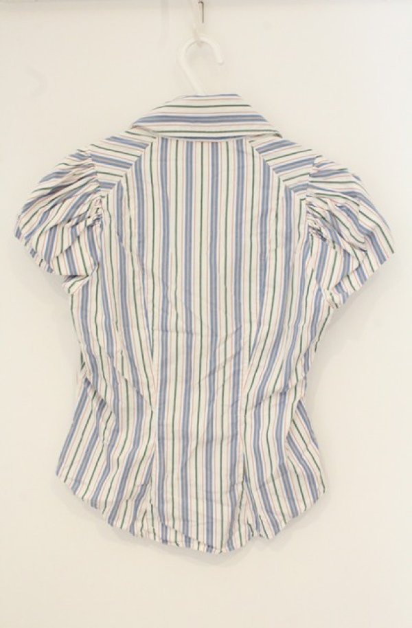画像5: 【Vintage放出】ヴィヴィアンウエストウッド 中古 / ストライプブラウス 12 ブルーｘホワイト  O-26-07-25-1011-bl-YM-OS (5)