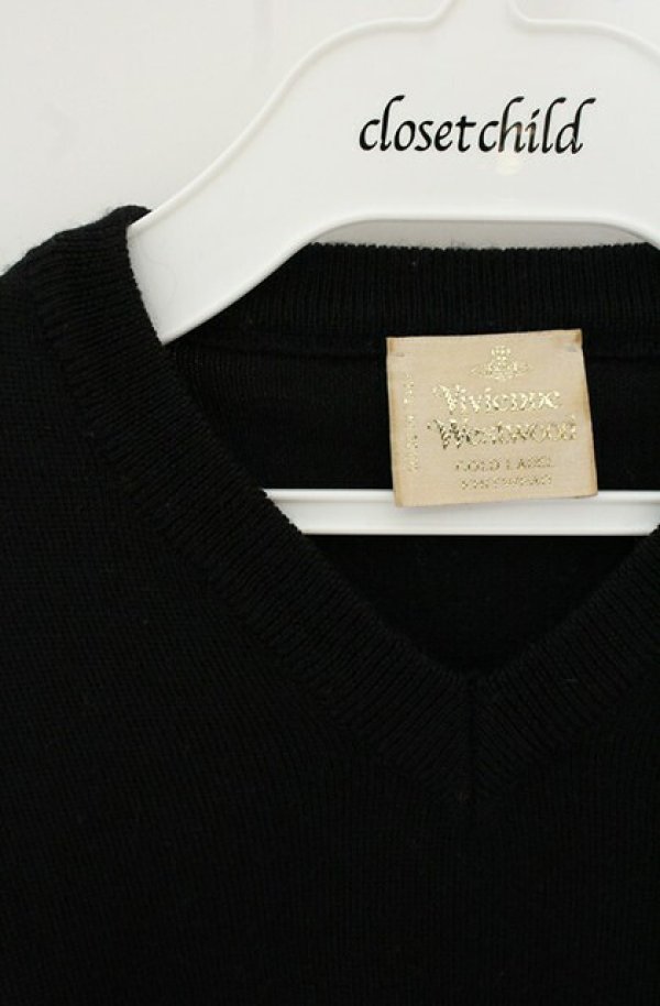 画像3: 【Vintage放出】ヴィヴィアンウエストウッド 中古 / カラーオーブ刺繍Vネックニット  ブラック  O-26-07-25-1013-to-YM-OS (3)