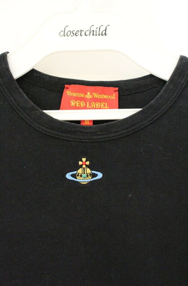 画像2: ヴィヴィアンウエストウッド 中古 / カラーオーブ刺繍半袖カットソー M ブラック  O-26-08-02-039-to-IG-OS (2)