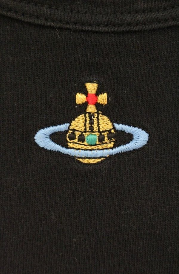 画像3: ヴィヴィアンウエストウッド 中古 / カラーオーブ刺繍半袖カットソー M ブラック  O-26-08-02-039-to-IG-OS (3)