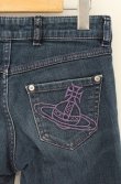 画像4: ヴィヴィアンウエストウッド 中古 / 後ロオーブ刺繍ポケットデニムパンツ 1 インディゴ×パープルステッチ  O-26-08-02-052-pa-IG-OS (4)