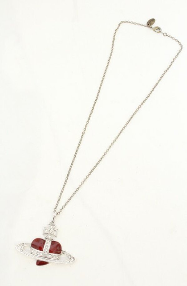 画像2: ヴィヴィアンウエストウッド 中古 / Large Diamante Heart Orb Pendant（ラージディアマンテハートオーブペンダント）  シルバー×レッド  O-26-08-02-075-nl-IG-OS (2)