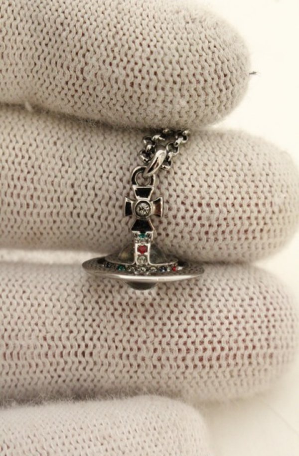 画像2: ヴィヴィアンウエストウッド 中古 / PETITE ORB NECKLACES（プチオーブネックレス）  ガンメタ  O-26-08-02-079-nl-IG-OS (2)