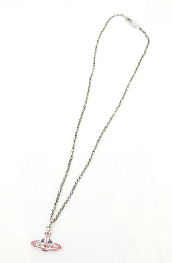 画像2: ヴィヴィアンウエストウッド 中古 / エナメルオーブネックレス  シルバー×ピンク  O-26-08-02-080-nl-IG-OS (2)