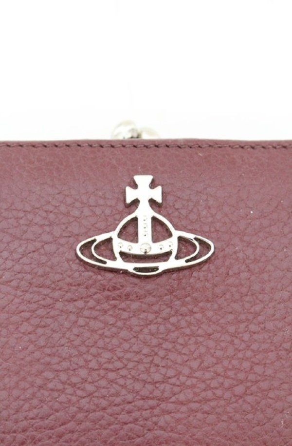 画像2: ヴィヴィアンウエストウッド 中古 / GRAIN LEATHER 口金折リ財布  ワイン  O-26-08-02-088-wa-YM-OS (2)