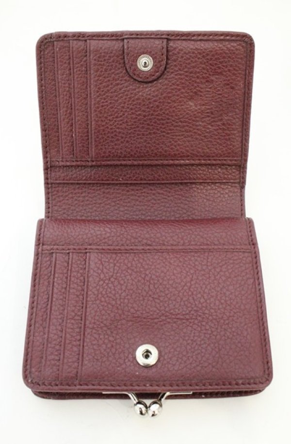 画像6: ヴィヴィアンウエストウッド 中古 / GRAIN LEATHER 口金折リ財布  ワイン  O-26-08-02-088-wa-YM-OS (6)