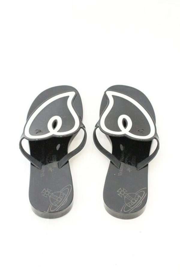 画像3: ヴィヴィアンウエストウッド×Melissa 中古 / サンハートサンダル 24cm ブラックｘホワイト  O-26-08-02-101-sh-YM-OS (3)