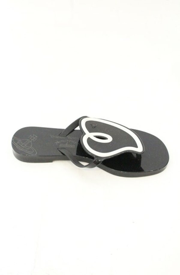 画像5: ヴィヴィアンウエストウッド×Melissa 中古 / サンハートサンダル 24cm ブラックｘホワイト  O-26-08-02-101-sh-YM-OS (5)