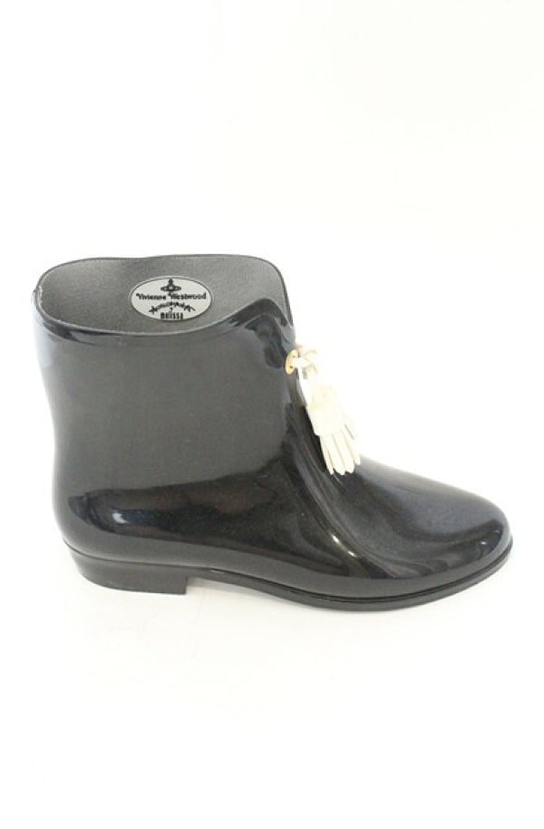 画像6: ヴィヴィアンウエストウッド×Melissa 中古 / レインブーツ JPN24 1/2cm ブラック  O-26-08-02-104-sh-IG-OS (6)