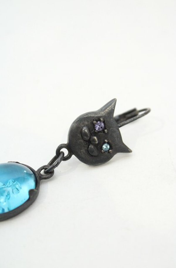 画像2: ヴィヴィアンウエストウッド 中古 / ブラックキャットピアス  ブラックｘブルー  O-26-08-16-002-ac-YM-OS (2)