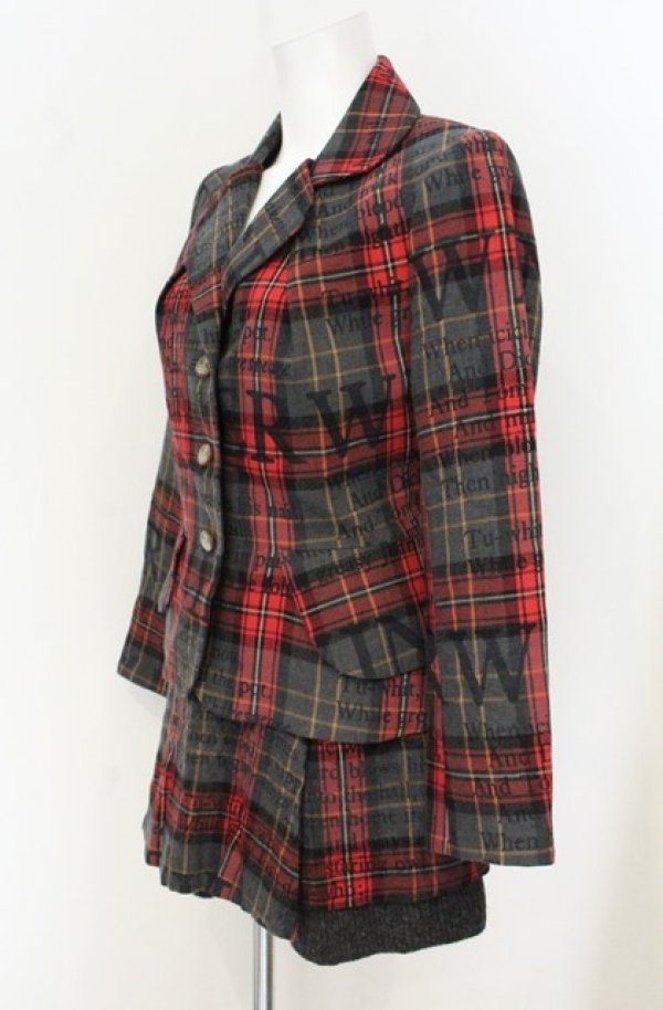 画像3: ヴィヴィアンウエストウッド 中古 / シェイクスピアタータンベッティーナ＆パンツ JKT2：PNT1 レッドｘグレー  O-26-08-30-003-su-YM-OS (3)