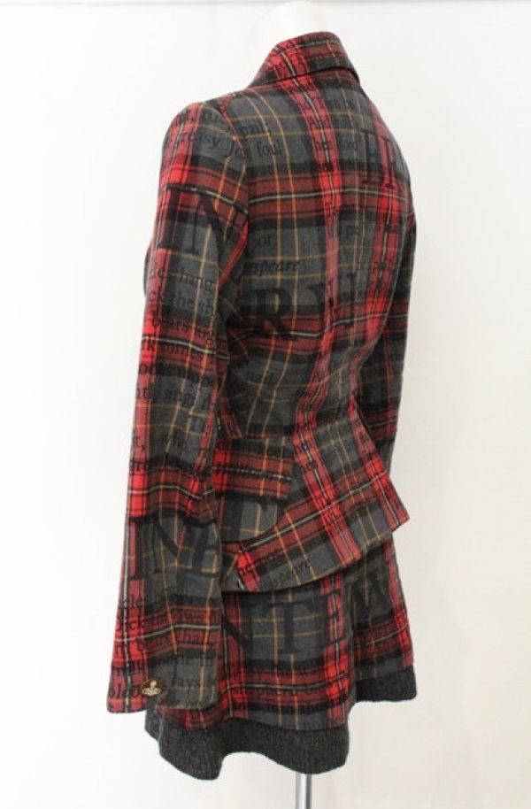 画像4: ヴィヴィアンウエストウッド 中古 / シェイクスピアタータンベッティーナ＆パンツ JKT2：PNT1 レッドｘグレー  O-26-08-30-003-su-YM-OS (4)