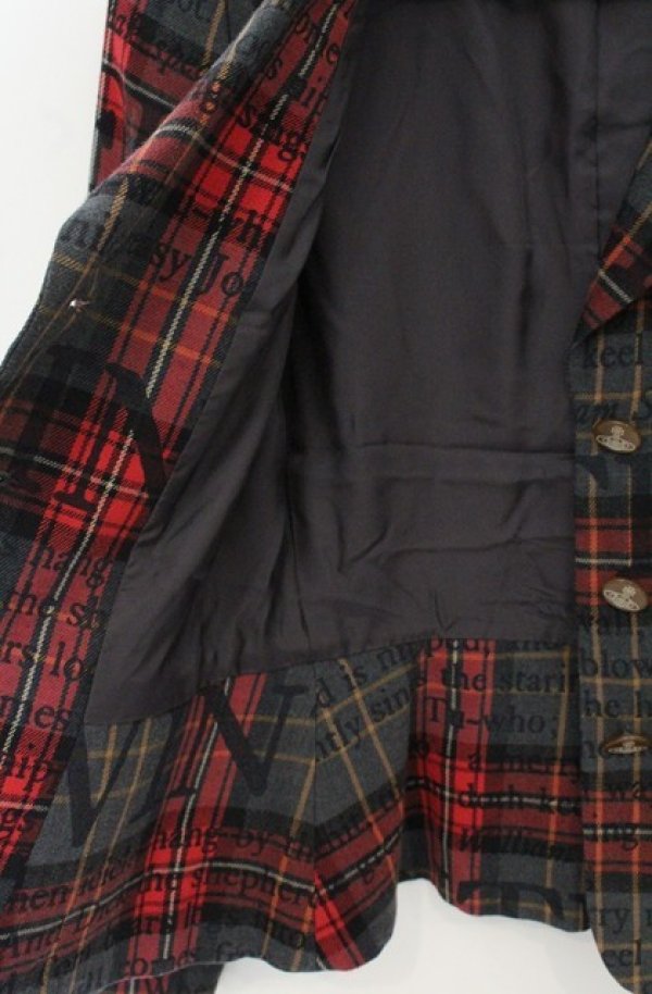 画像10: ヴィヴィアンウエストウッド 中古 / シェイクスピアタータンベッティーナ＆パンツ JKT2：PNT1 レッドｘグレー  O-26-08-30-003-su-YM-OS (10)