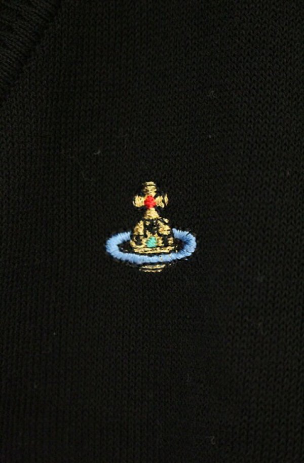 画像3: ヴィヴィアンウエストウッド 中古 / カラーオーブ刺繍半袖カーディガン S ブラック  O-26-08-30-1025-to-YM-OS (3)