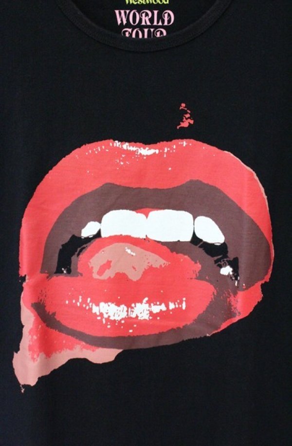 画像2: ヴィヴィアンウエストウッド 中古 / 回顧展限定リッププリントTシャツ M ブラック  O-26-08-30-1026-to-YM-OS (2)
