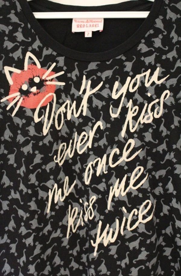 画像2: ヴィヴィアンウエストウッド 中古 / KISS ME KITTY 長袖カットソー 2 ブラック  O-26-08-30-1027-ts-YM-OS (2)