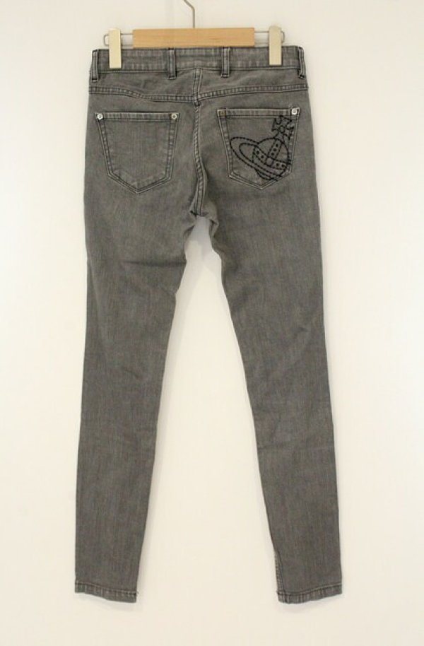 画像4: ヴィヴィアンウエストウッド 中古 / 後ロオーブステッチデニムパンツ 2 グレー  O-26-08-30-1043-pa-YM-OS (4)