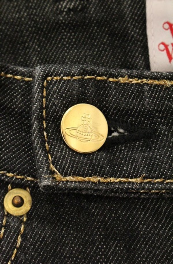 画像2: ヴィヴィアンウエストウッド 中古 / ゴールドステッチデニムパンツ 1 グレー  O-26-08-30-1044-pa-YM-OS (2)