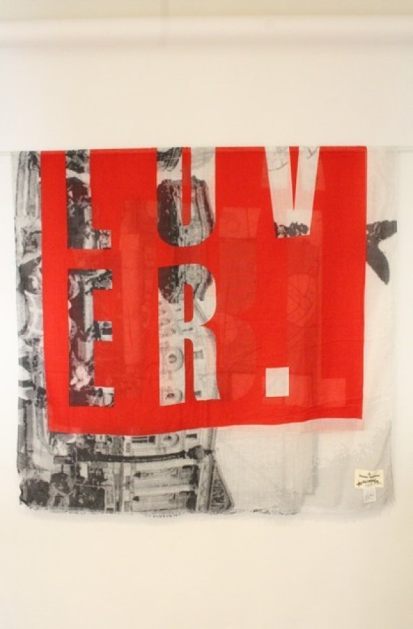 画像3: ヴィヴィアンウエストウッド 中古 / Art Lover 大判ストール  モノｘレッド  O-26-08-30-1048-gd-YM-OS (3)