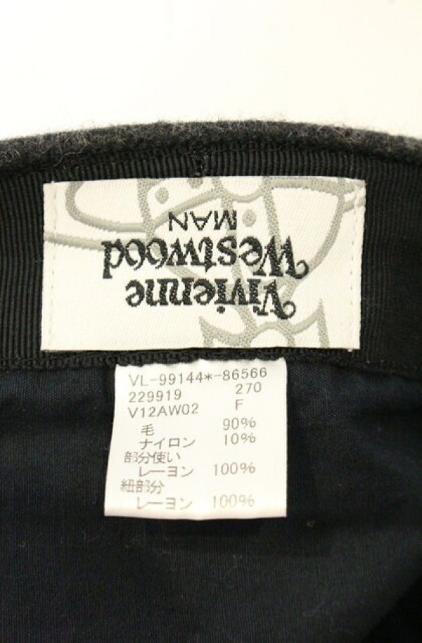画像6: ヴィヴィアンウエストウッド MAN 中古 / ウールナポレオンキャップ  ブラックｘグレー  O-26-08-30-1051-ha-YM-OS (6)