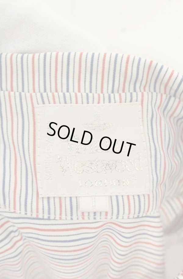 画像5: ヴィヴィアンウエストウッド 中古 / スモック刺繍シャツワンピース I ホワイト×ブルー×レッド  O-26-09-06-021-op-IG-OS (5)