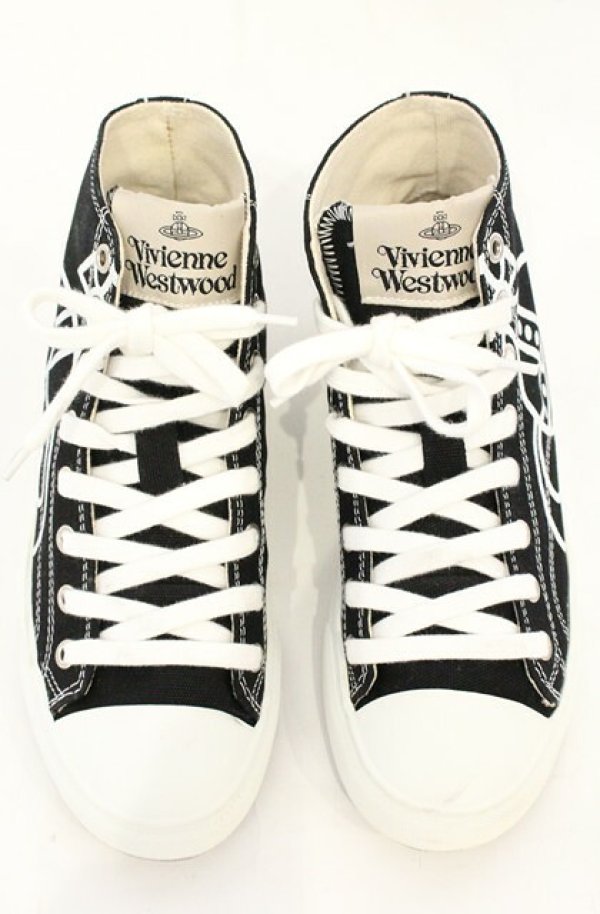 画像3: ヴィヴィアンウエストウッド 中古 / PLIMSOLL HIGH TOPスニーカー（プリムソールハイトップ） 38 ブラック  O-26-09-06-060-sh-IG-OS (3)