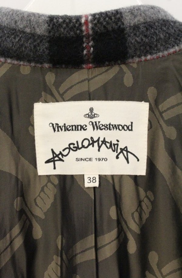 画像7: ANGLOMANIA 中古 / 魔女フード変形タータンコート 38 グレー  O-26-09-13-020-co-YM-OS (7)